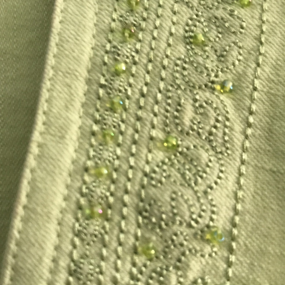 Christopher & Banks, lime green jean jacket, size M - Picture 3 of 9